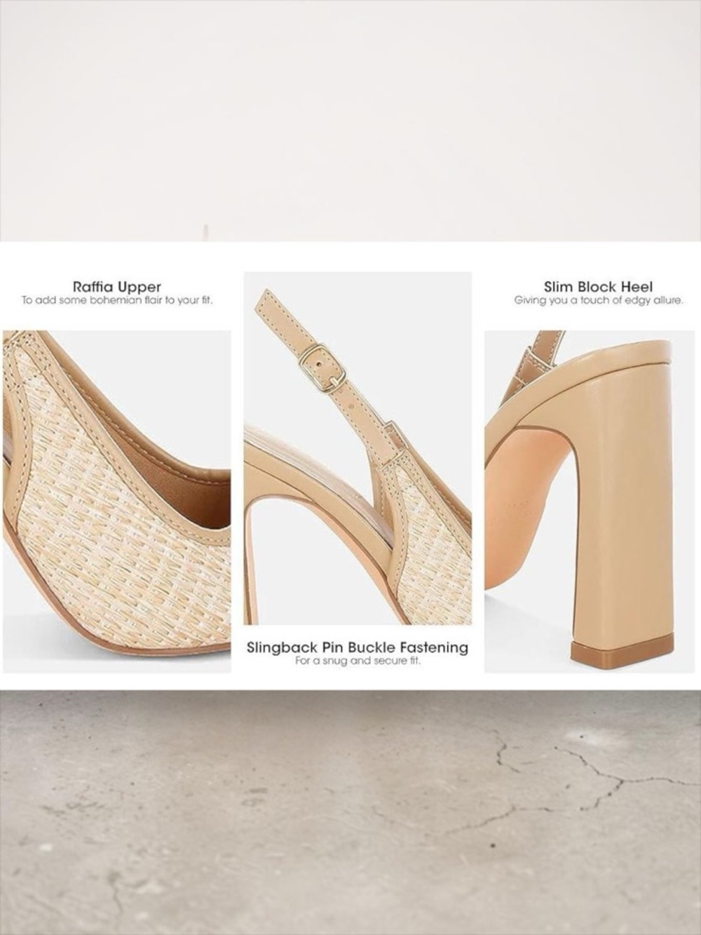 Pointed Slingback Flats in Natural Woven Beige - Picture 8 of 8